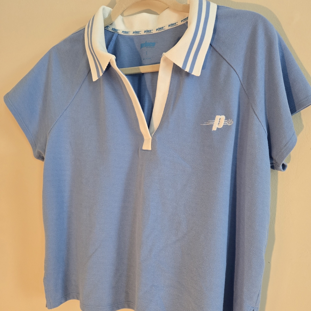 Prince Pickleball Blue Polo Shirt with White Accents